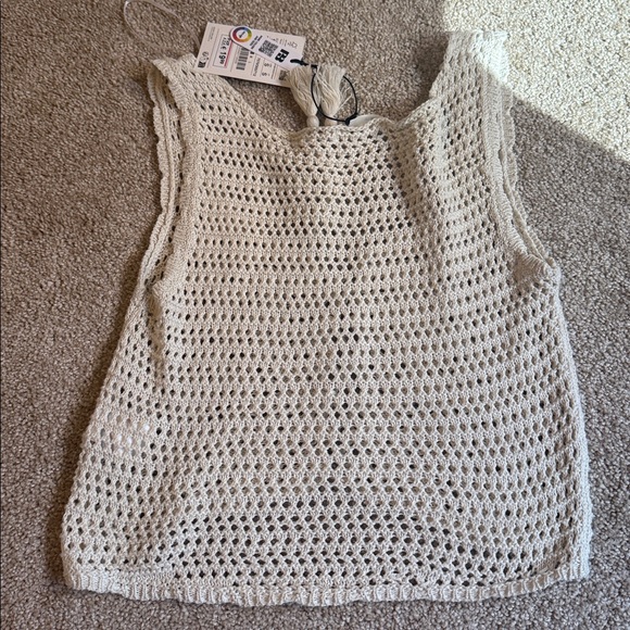 Pull&Bear Cream Crochet Tank Top NWT - Picture 4 of 4
